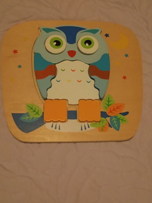 Wooden owl puzzle used, good quality wood