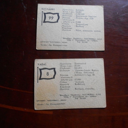 Electroball flags and countries cards used, set of 6