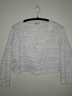 Crop jacket with three-quarter sleeves, used, white, size M