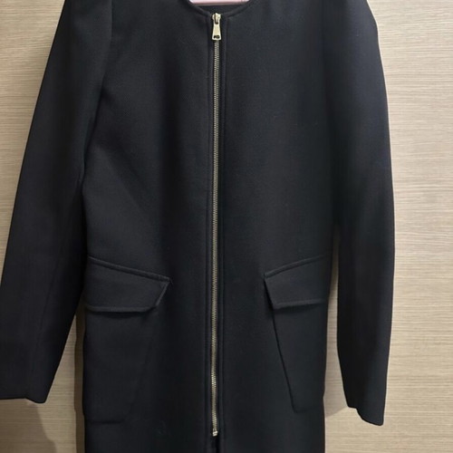 H&M coat long black, fine weave, size 34, like new