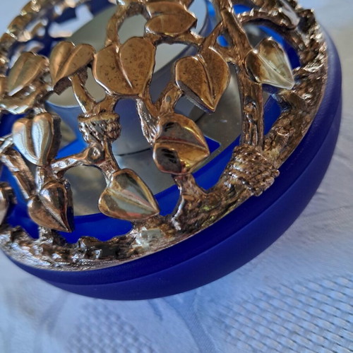 Cristofele cobalt blue candlestick like new, 1990s