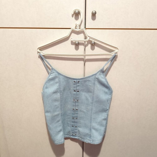 Vintage denim blouse used, size M, blue cotton