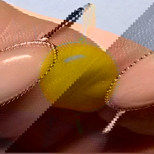 Δαχτυλίδι Vintage 925 Sterling Silver με Κίτρινο Χαλκηδόνιο, Επιχρυσωμένο, Ρυθμιζόμενο, Καινούργιο