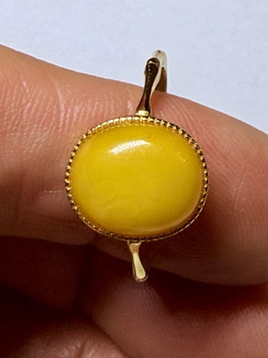 Δαχτυλίδι Vintage 925 Sterling Silver με Κίτρινο Χαλκηδόνιο, Επιχρυσωμένο, Ρυθμιζόμενο, Καινούργιο