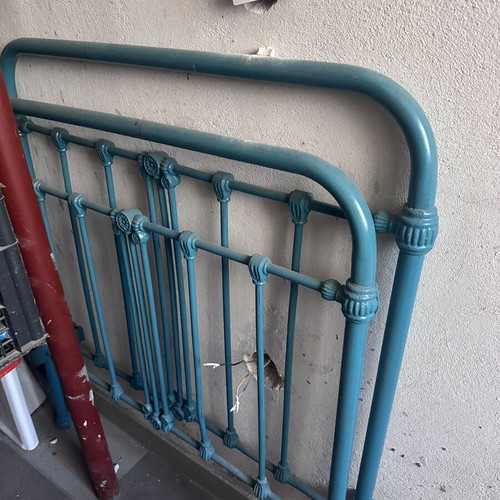Vintage iron bed used, single, heavy and well-preserved