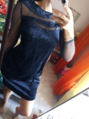 Velvet dress like new, dark blue, size L/Xl, chest transparency