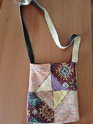 Boho crossbody bag used, multicolor fabric