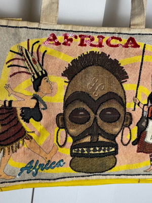 Unisex bag with Africa print yellow beige like new