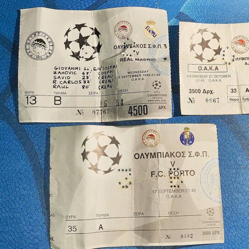 Tickets used 3 legendary Olympiacos matches in Champions League