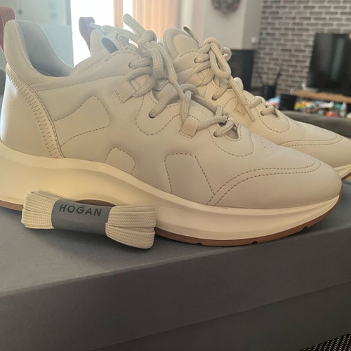 Hogan sneakers beige athletic shoes like new, leather size 39.5