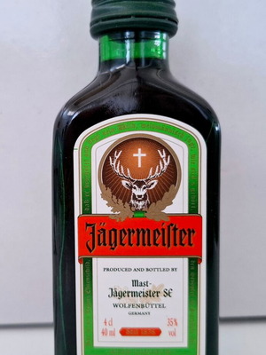 Jagermeister συλλεκτική μινιατούρα καινούργιο, γυάλινο μπουκάλι