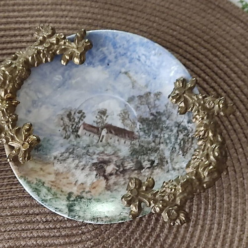 Andreas Zymatikas handpainted porcelain decorative plates, pair