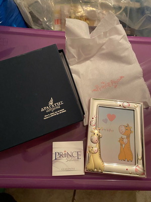 Princelino children's silver photo frame with giraffe, new, 9x13