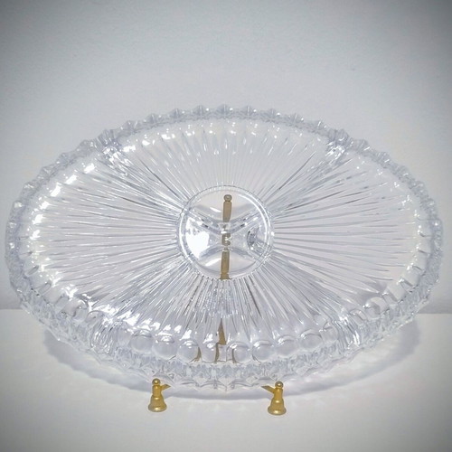 Vintage crystal serving platter 4 sections like new for appetizers and nuts