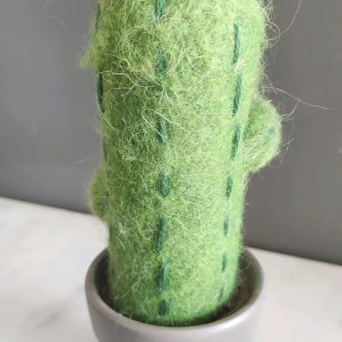 Decorative felt cactus like new with ceramic pot