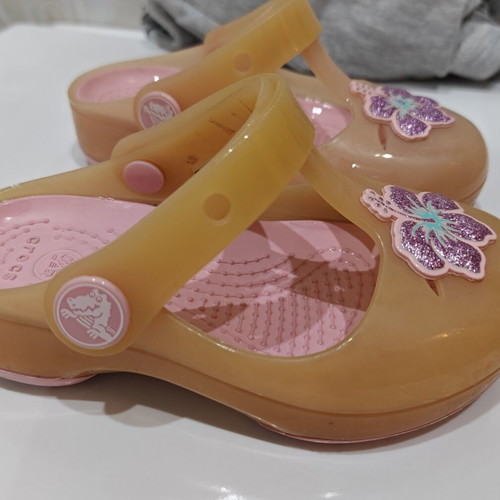Crocs children's slippers used, size 23, beige and pink