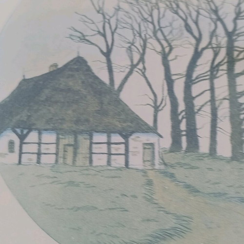 Hand-painted dry pastel painting in wooden frame like new