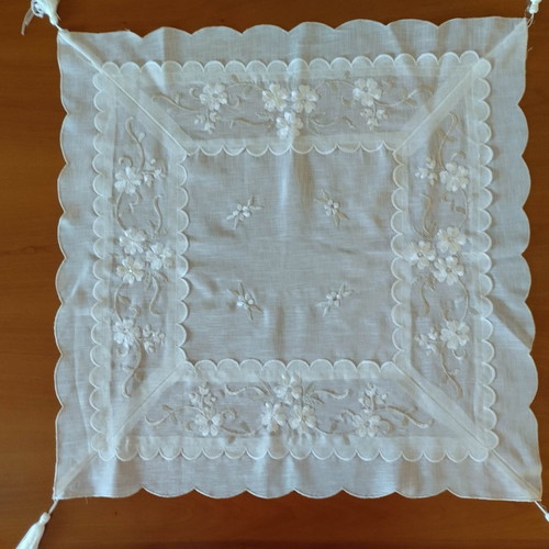 Set of three embroidered organza pieces used