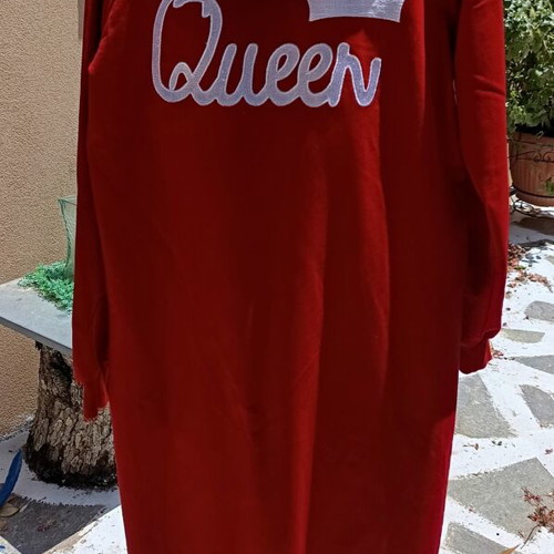 Long hoodie sweatshirt Queen embroidered, cotton, size S, new