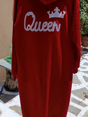 Long hoodie sweatshirt Queen embroidered, cotton, size S, new
