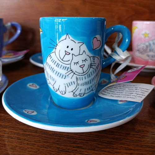 Espresso cups set of 6 Mila with cats new