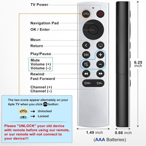 Apple TV HD 4K remote control new without Siri and Voice