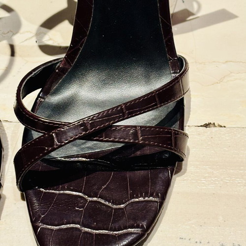 Mango strappy heels like new, burgundy croco texture