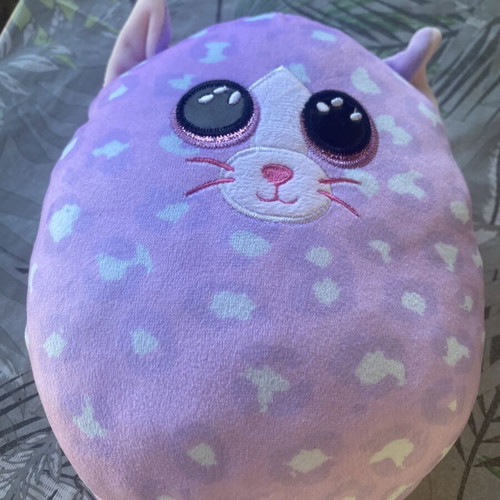 TY Squishy Beanies Cassidy plush cat, purple