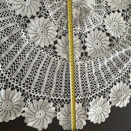 Crochet Tablecloth white round 80cm diameter handmade
