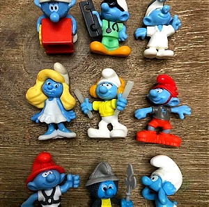 9 φιγούρες Kinder surprise vintage  "στρουμφάκια", "Smurfs"  '90s