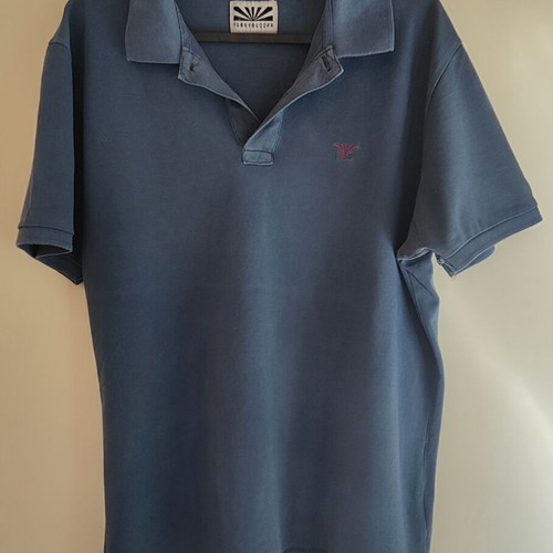Funky Buddha men's polo blue L cotton used with vintage look