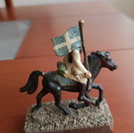 Mounted Tsolias figure with Greek flag, like new, 11 cm