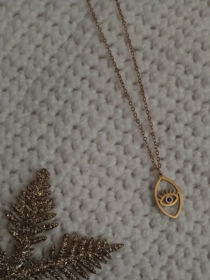Stainless steel eye necklace with rhinestones new