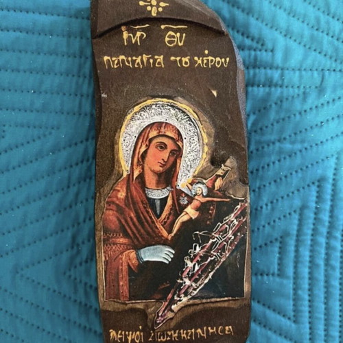 Wooden icon Panagia tou Charou like new, Lefkos