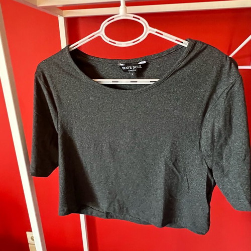 Crop Top Brave Soul grey, size L, elastic fabric, like new