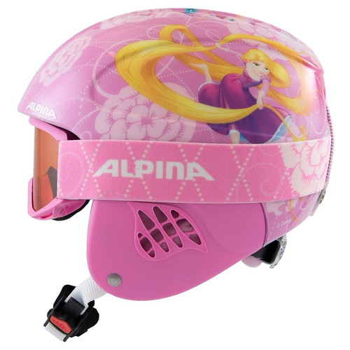 Alpina Carat Set Disney kids ski and snowboard helmet Rapunzel like new with goggles