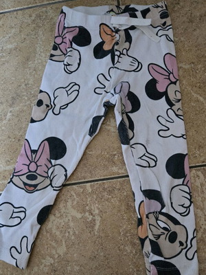 Zara kids Minnie leggings used, white and pink, size 92 cm