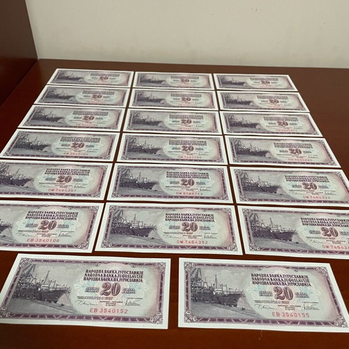 Yugoslavia 20 Dinar Banknotes 1974 unc, lot of 20 pieces