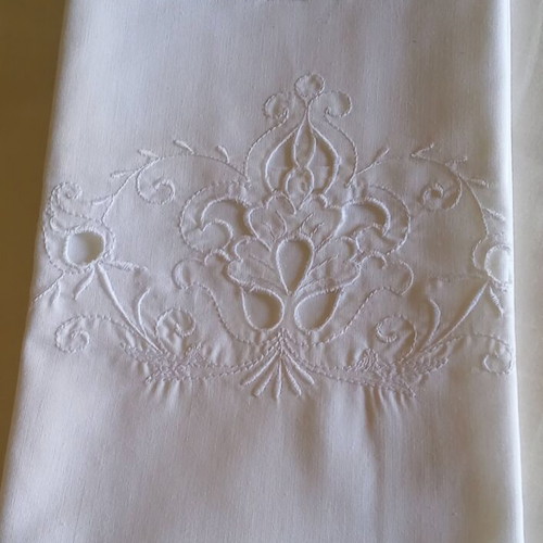 White vintage pillowcase