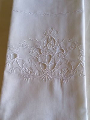 White vintage pillowcase