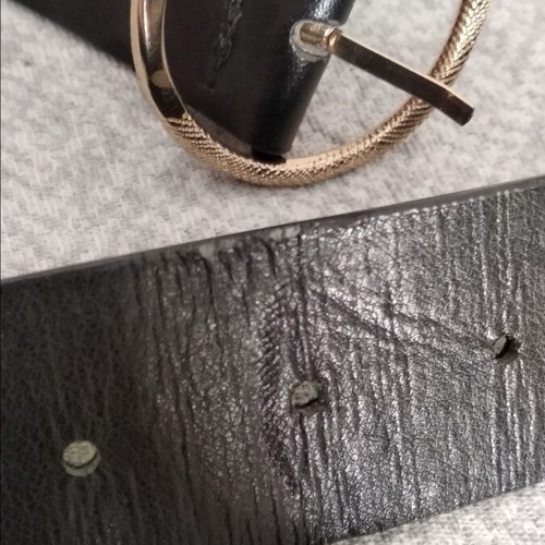 Women's black belt with gold buckle