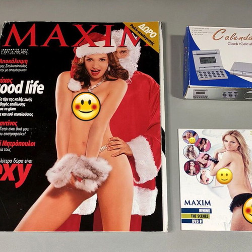 Maxim January 2001 magazine with retro clamshell watch and DVD