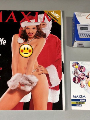 Maxim January 2001 magazine with retro clamshell watch and DVD