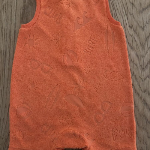 Orchestra baby romper 6-9 months new, summer orange