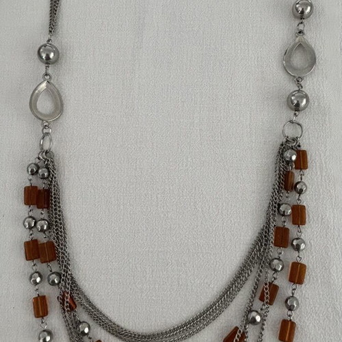 Long Necklace with Multiple Silver Chains like new
