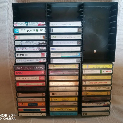Cassette tapes used, set of 44 with 17 genuine and 2 cases