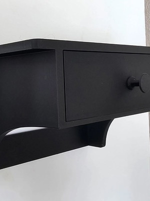 3D εκτυπωμένο επιτοίχιο ράφι με συρτάρι, minimal μαύρο
