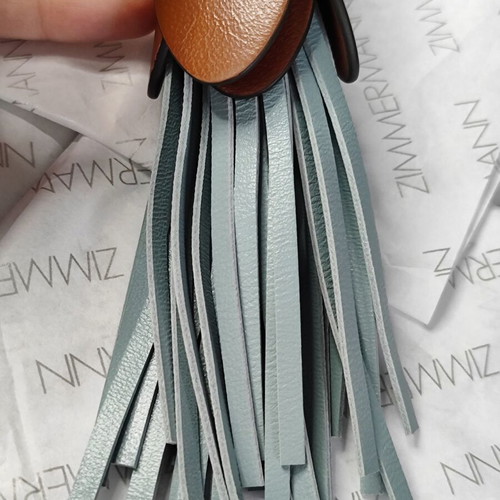 Zimmermann δερμάτινο charm tassel για τσάντα, καινούργιο, καφέ και τιρκουάζ