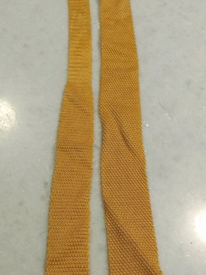Knitted summer vintage tie like new, gold yellow