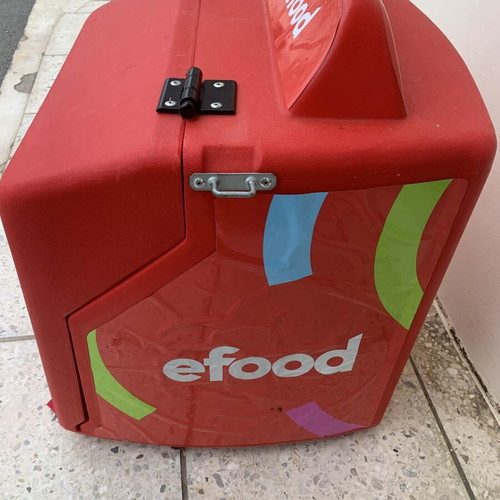 Efood delivery box with coffee carrying bag used